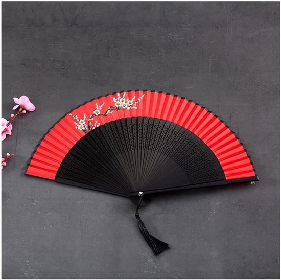 Handwaaier Chinees - Opvouwbare waaier - Koelte Zomer - Opvouwbaar Ontwerp - Compact - Rood — afbeelding 3