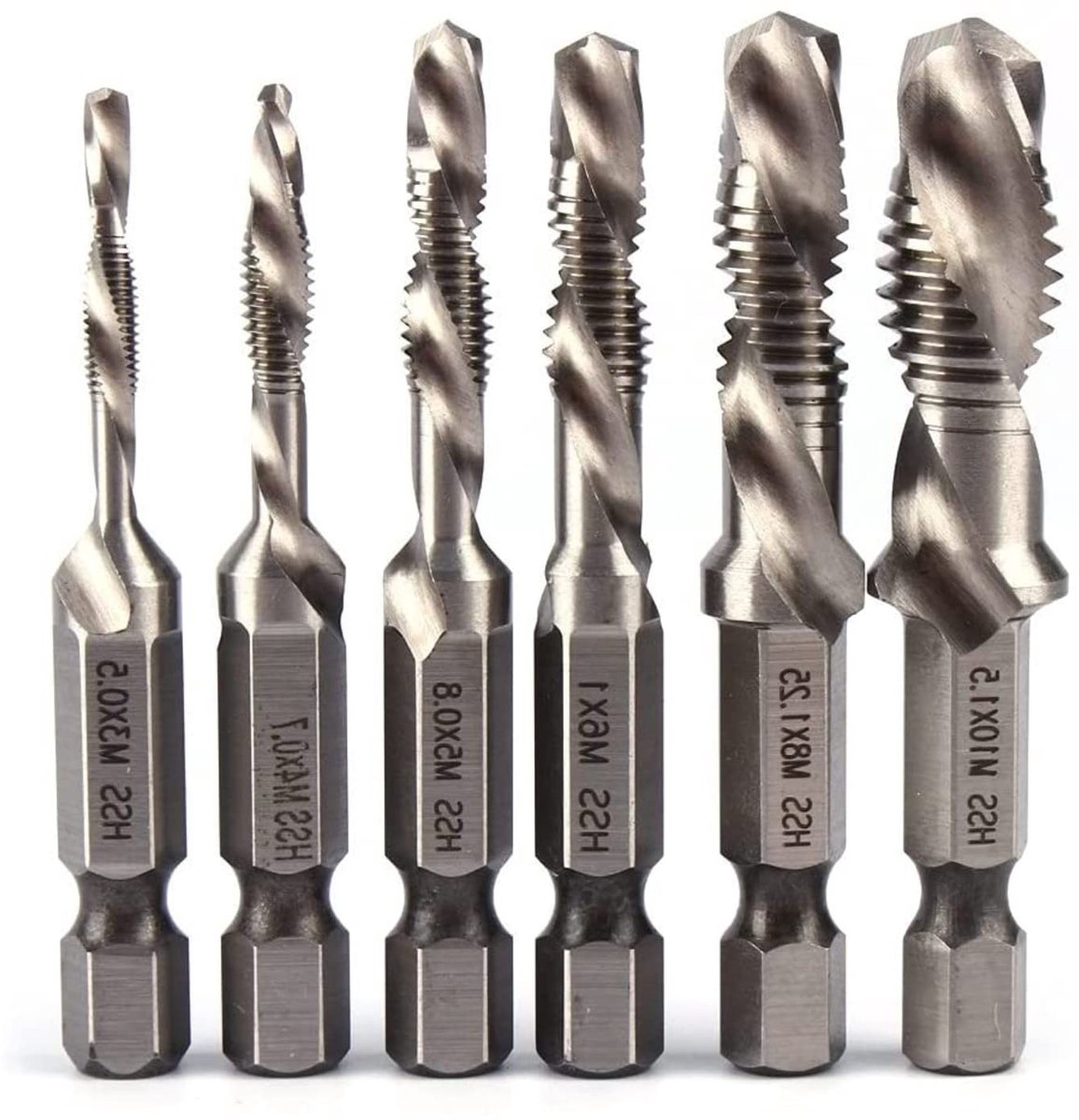 Dailygoody - Hexagonale Boor - Voor Tapgaten - 1/4 Inch - M3 M4 M5 M6 M8 M10 - Geschikt voor Metalen - 6 Stuks