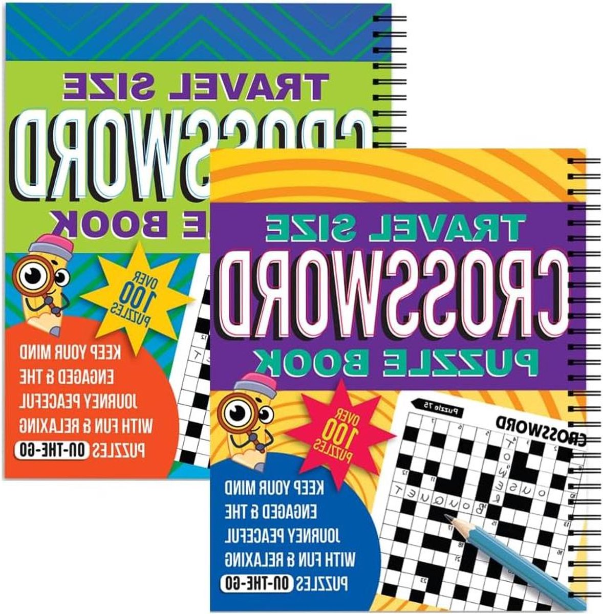 Puzzelboeken Set - Woord Zoeken - Reizen Ontspanning - Spiraal Gebonden - A5 Twee Boeken - Meerkleurig