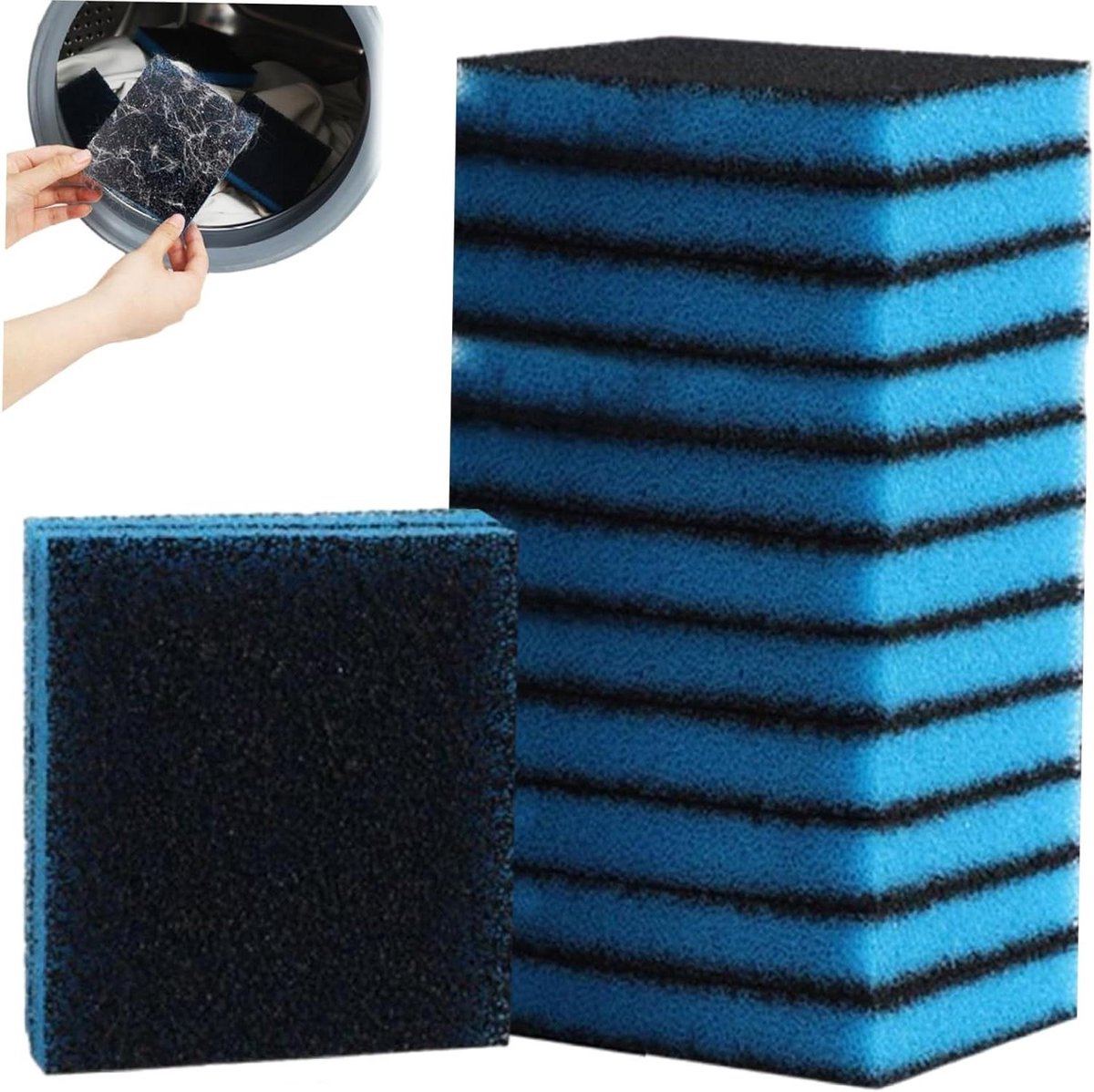Haarverwijderaar Kleding - Pluisvallen Wasmachine - Kleding Reinigen - 2-in-1 Filterontwerp - 12 Stuks - Blauw
