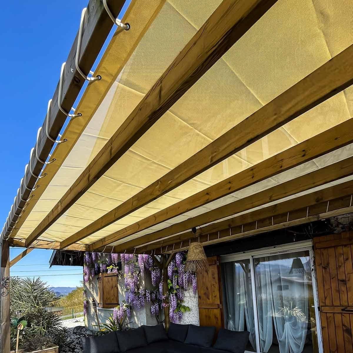 Pergola Zeil - Afdekzeil PVC - Terras Beschermen - Micro-geperforeerd - 4x4 m - Ivoor