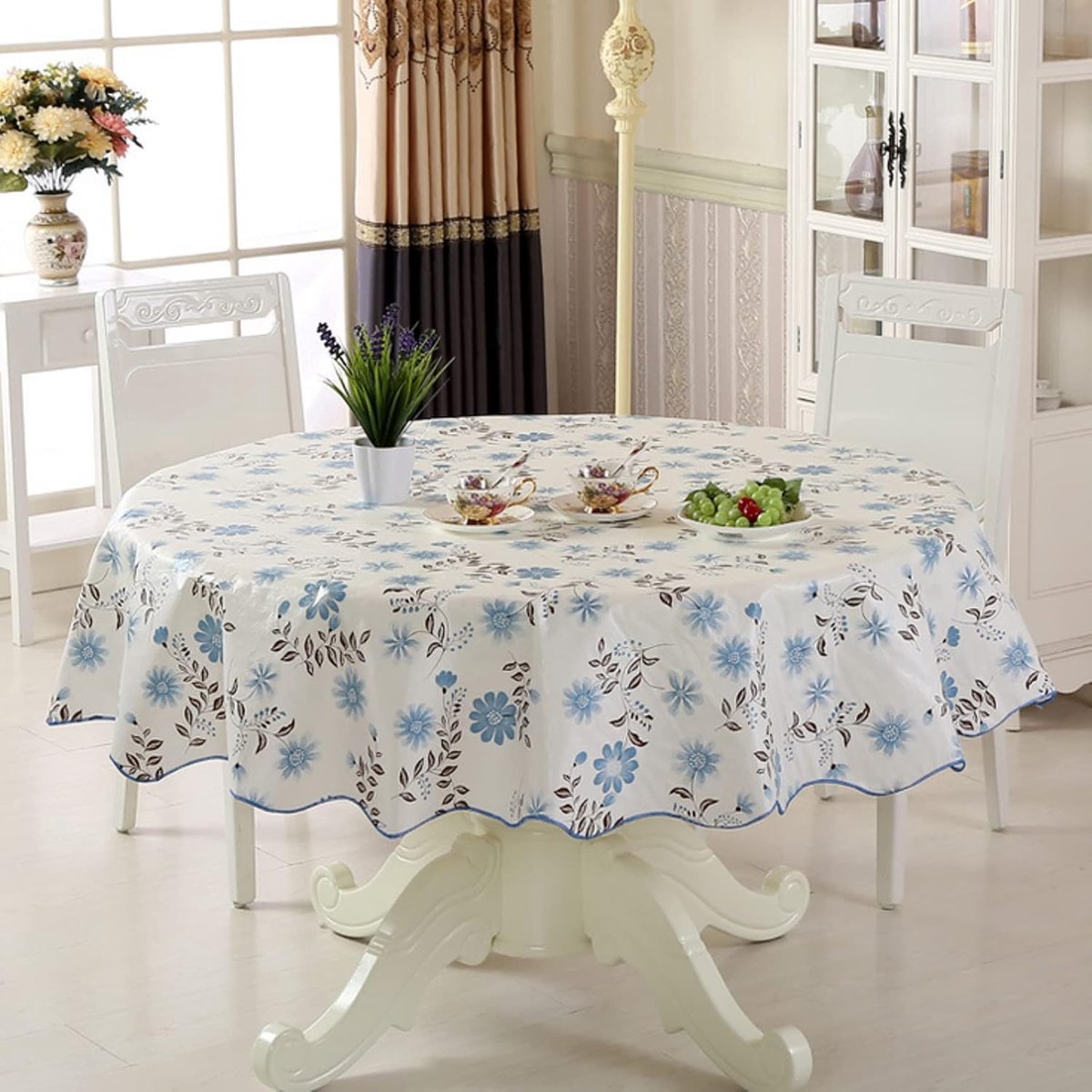 Tafelkleed Rond - Decoratief Kleed - Feestelijke Tafel - Naadloos Ontwerp - 180 cm - Blauw
