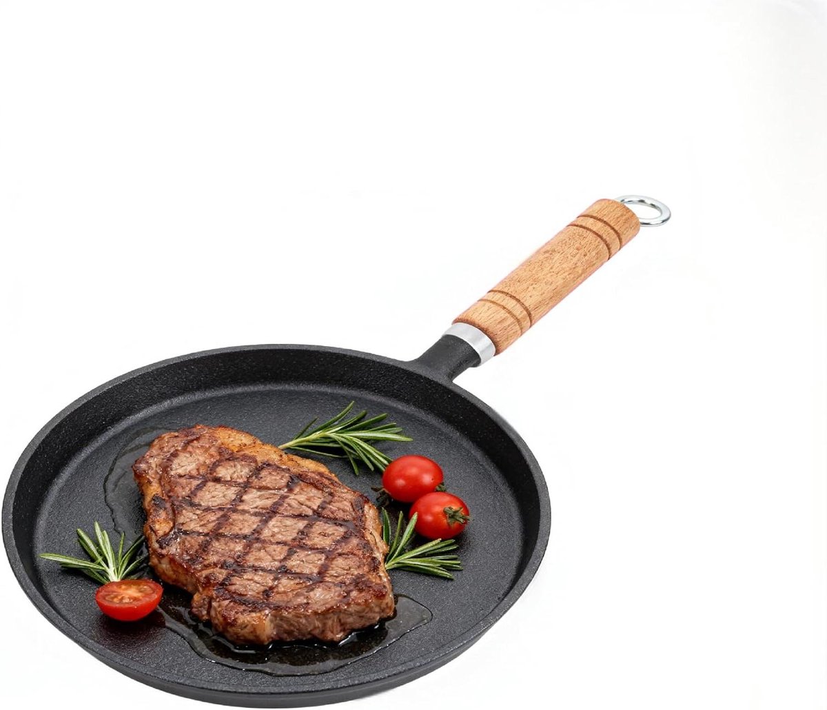 Gietijzeren Koekenpan - Koekenpan Gietijzer - Ontbijt Bakken - Vlekbestendig - 20 cm - Zwart