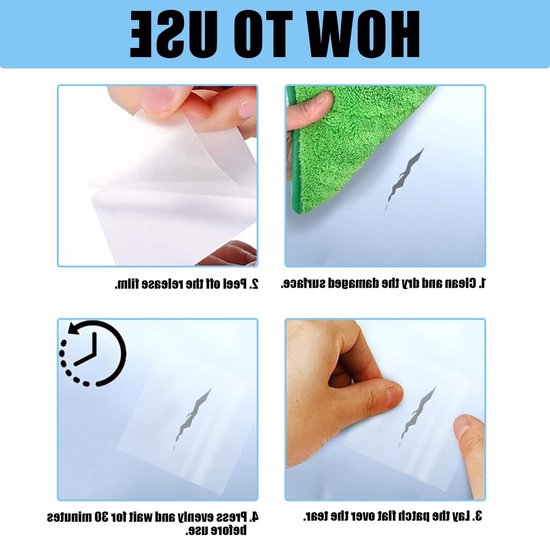 18-delige Reparatietape voor Tent en Luchtbed, Transparante Waterdichte Patches voor Meubels, Zwembaden en Bootaccessoires — afbeelding 2
