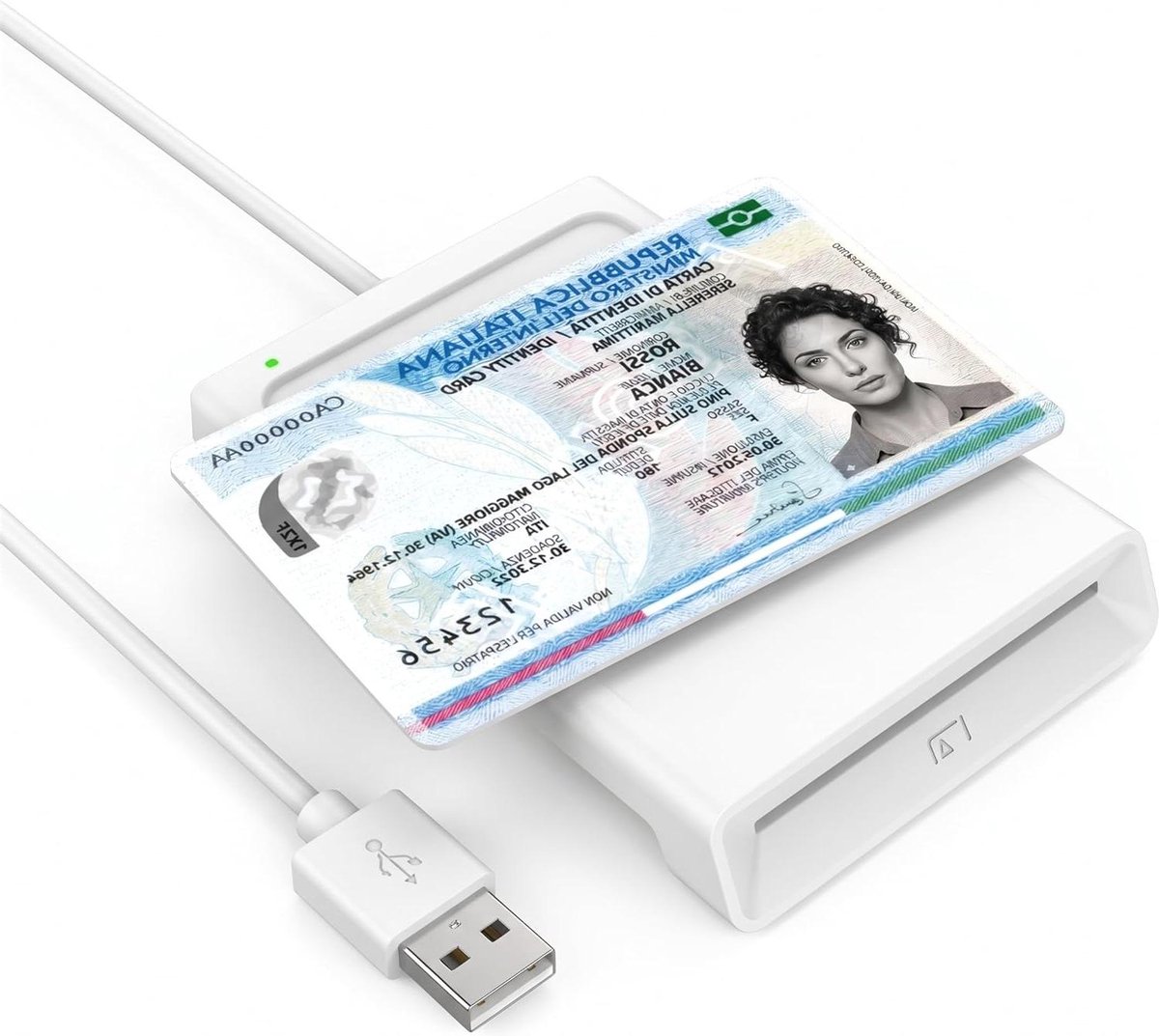 Hybride Kaartlezer - NFC Chip - Digitale Identiteit - 2-in-1 Systeem - 95 cm Kabel - Wit
