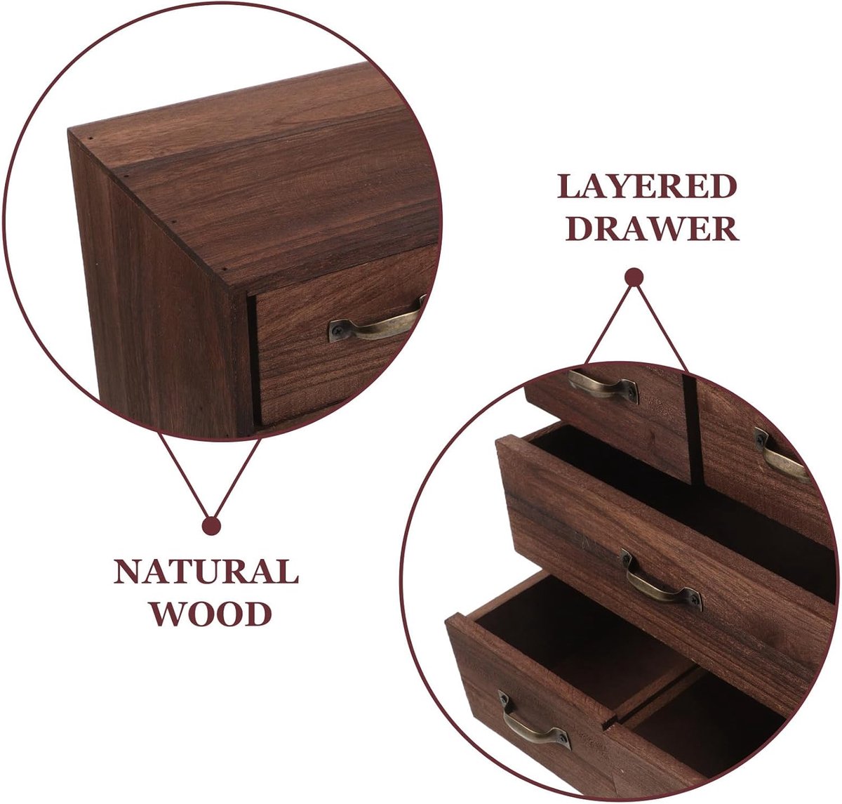 Vintage houten bureau-organizer, kast met lades, rustieke plank met lades, organizers en accessoires voor thuiskantoor, opbergruimte voor knutselspullen, kunst en sieraden. — cadeau in Wonen & Interieur - foto 5
