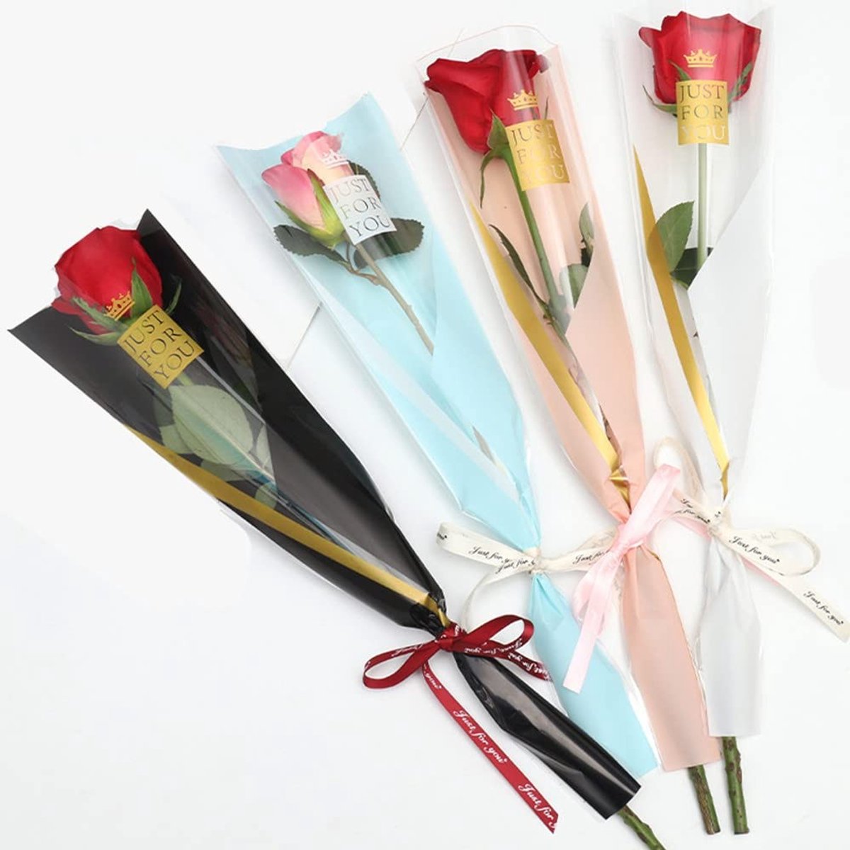 Dailygoody - Inpakzakken - Waterdicht - 100 stuks - Kleurenset - Bloemeninpakpapier - Perfect voor boeketten - 4 Kleuren