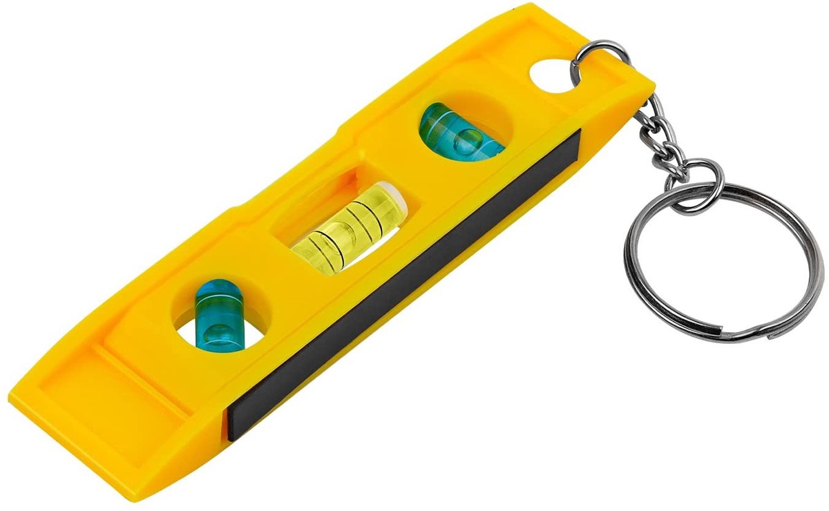 Dailygoody - Mini-Waterpas - Magnetische Waterpas - Sleutelhanger 9 cm - Geel - Nivelleer Bubbels - Professioneel - Geschikt voor Bouw