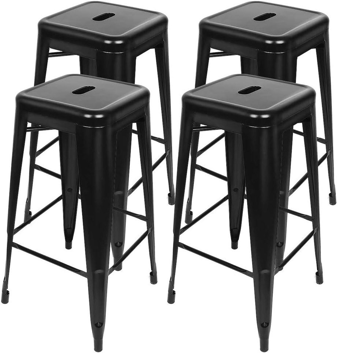 Barkrukken Set - Industriële Krukken - Keuken & Horeca - Stapelbaar Ontwerp - 76 cm Hoog - Zwart