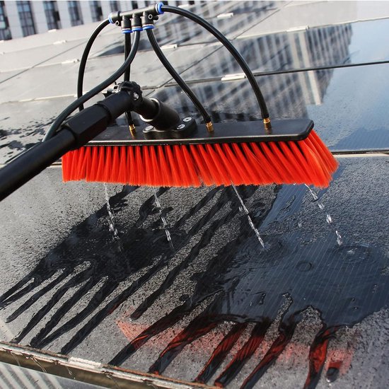 Raamreinigingsstaaf Telescoop - Uitschuifbare Borstel - Hoge Ramen Wassen - Met Watertoevoer - Tot 12 meter - Zilver — afbeelding 2