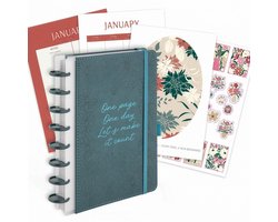 Joya Creative Luxe Ongedateerde Planner A5 – Dagplanner en Weekplanner voor Werk, Studie en Persoonlijke Doelen – Hardcover met Ringband, Stickervellen en Liniaal – Groen