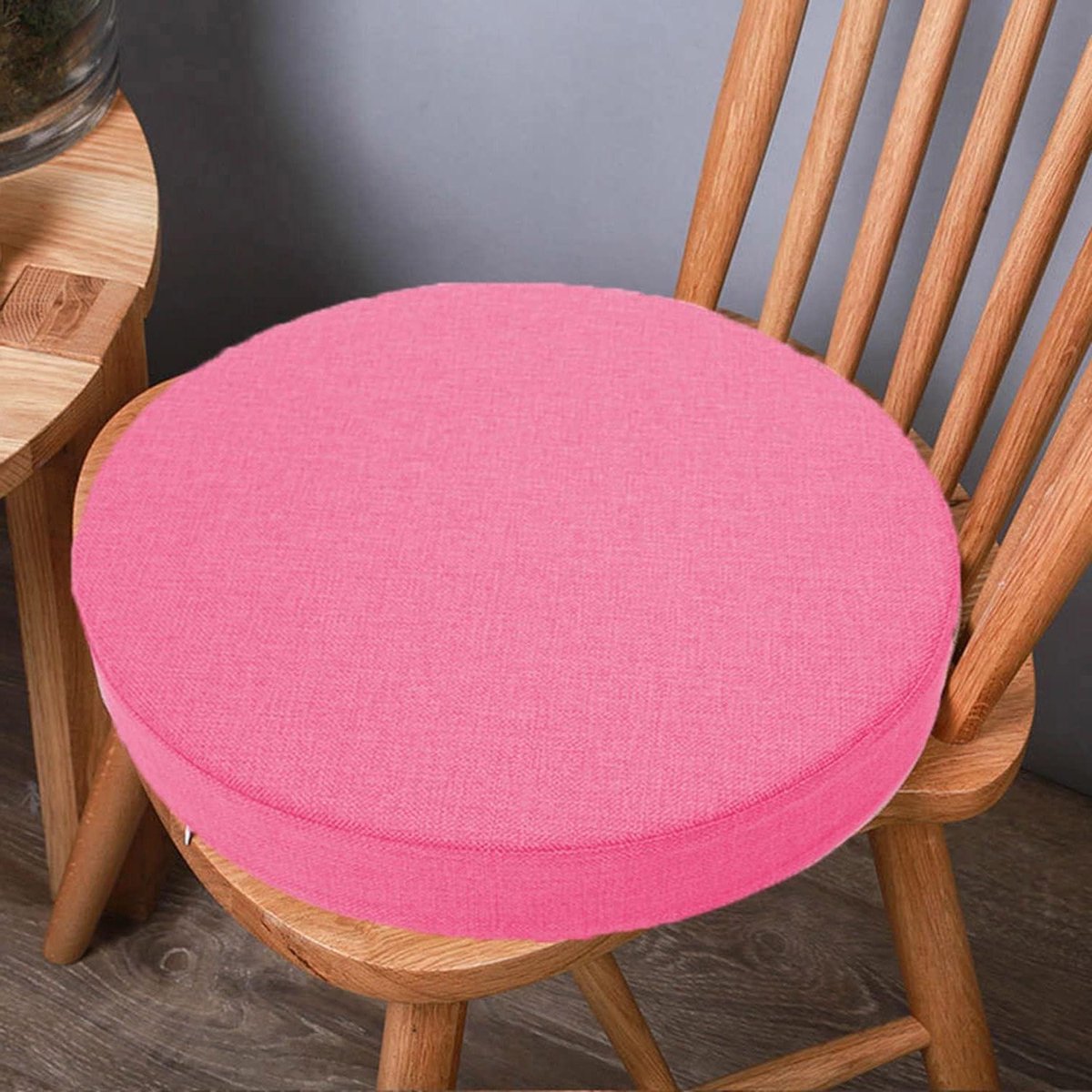 Stoelkussen Rond - Zitkussen Tuinstoel - Comfortabel Zitten - Hoge Dichtheid Schuim - 40x40x5cm - Roze