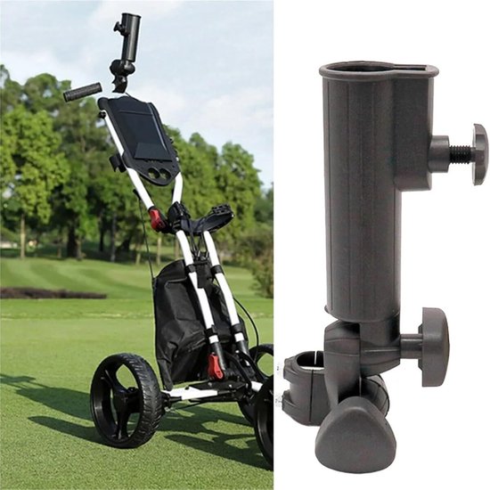 Golf Paraplu Houder - Accessoire Golfkar - Bescherming Regen Zon - Eenvoudige Klem Installatie - 95 x 24 cm - Zwart — afbeelding 4