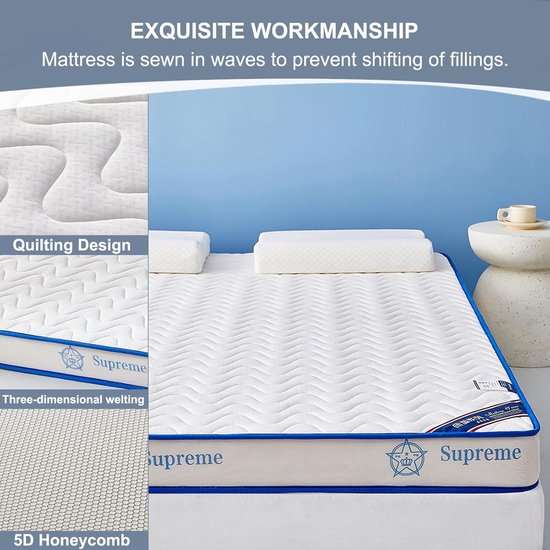 Futon Matras - Japanse Vloermatras Opvouwbaar Kussen - Comfortabel Slapen - 5-Laags Comfort Kern - 100 x 200 cm - C — afbeelding 3