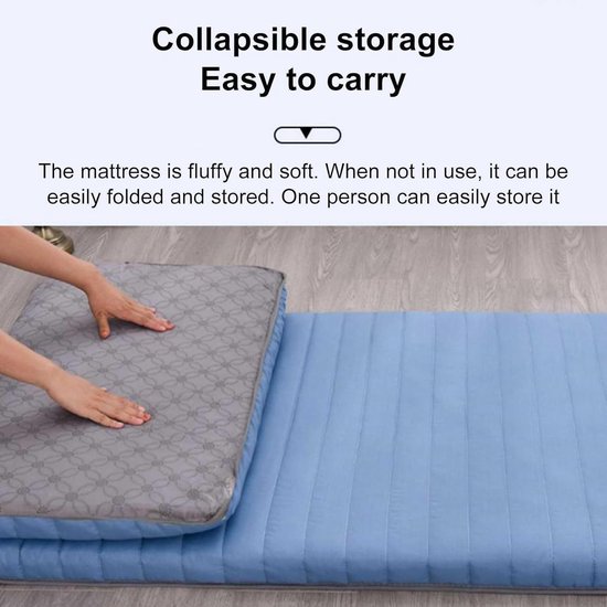 Vloermatras met tas - Oprolbare futon - Gastvrij slapen - Afneembare hoes - 80x190cm - Roze — afbeelding 4