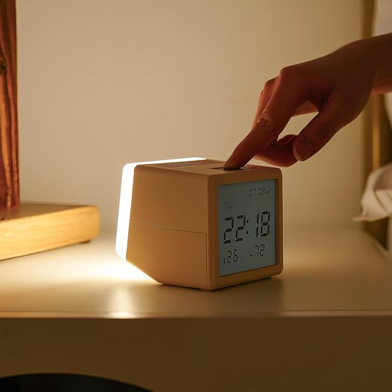 Kinderwekker - Digitale wekker Slaaptrainer - Goede slaapgewoonten - Schattig blokontwerp - 10 cm - Lichtgeel — afbeelding 5