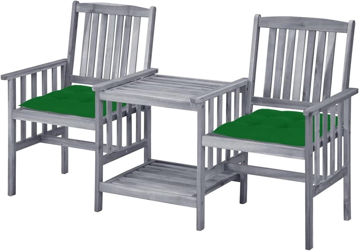 Tuinbank met Tafel - Zitbank Buiten - Ontspannen Buiten - Massief Hout - 159 cm Breed - Grijs