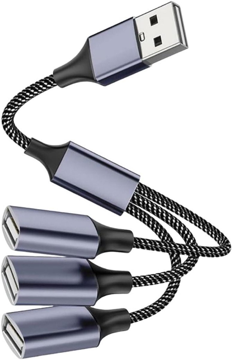 USB-splitterkabel - Hub adapter - Apparaten aansluiten - 1 naar 3 poorten - 30 cm - Zwart