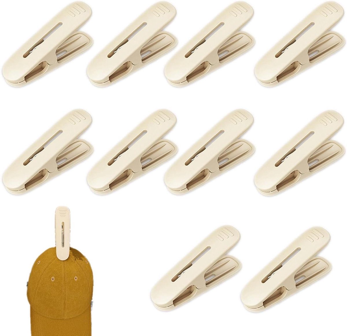Wasspelden - Kledingklemmen - Kleding Drogen - Versterkt Winddicht - 10 Stuks - Romig