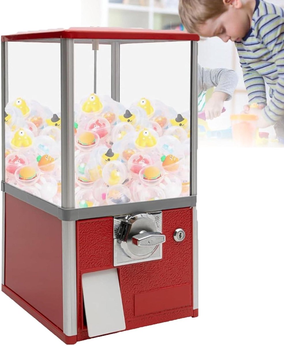 Candy Automaat - Kauwgomballen Machine - Decoratie Thuis - Grote Capaciteit - 50cm Hoog - Rood