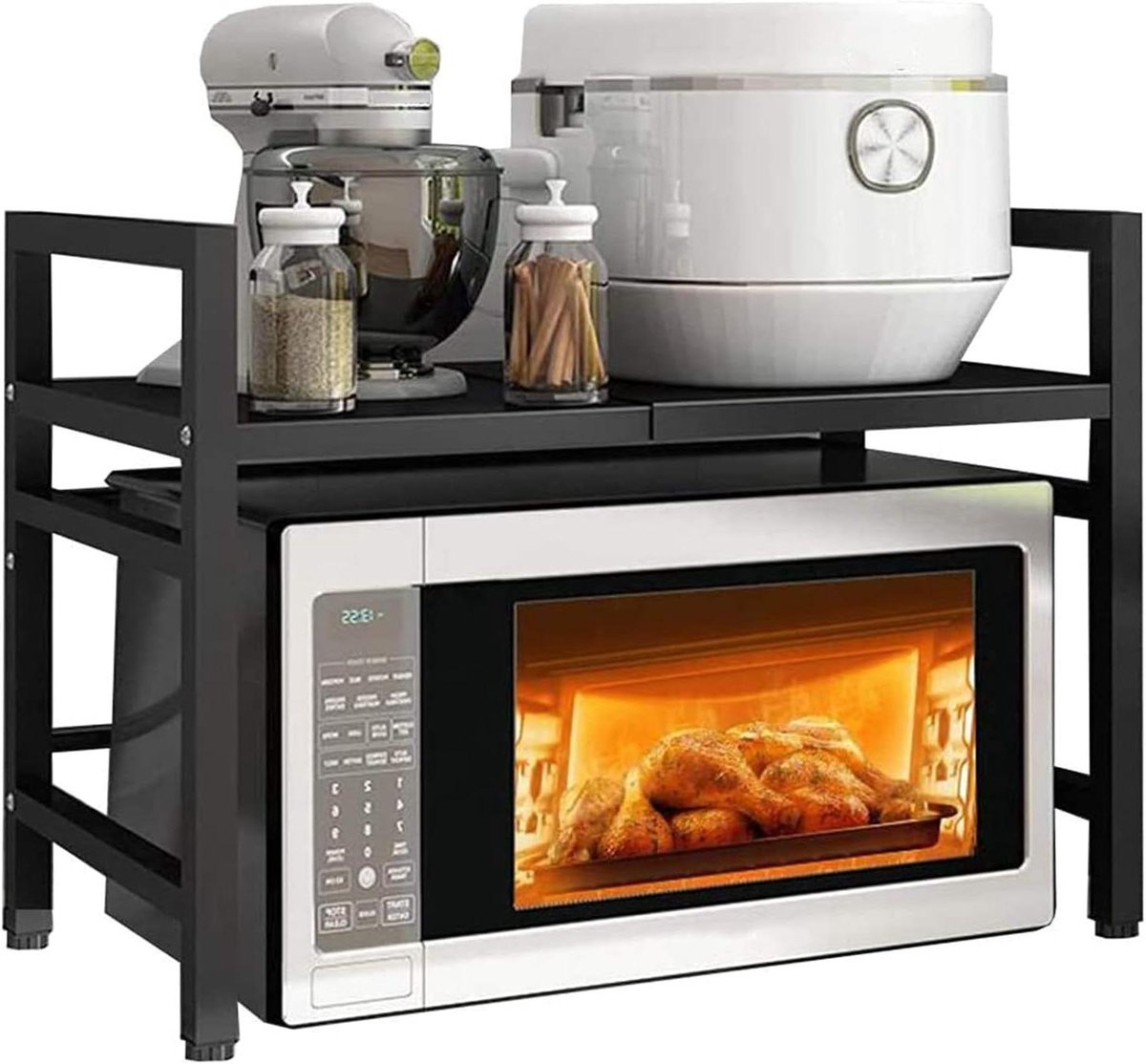 Magnetron Opbergrek - Keuken Organizer - Keuken Opruimen - Verstelbare Lengte - Tot 60 cm - Zwart