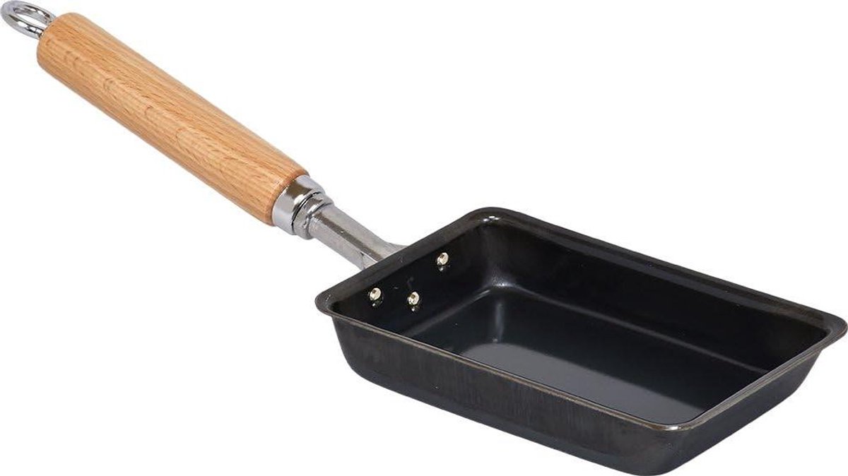 Omeletpan Gietijzer - Koekenpan Rechthoekig - Ontbijt Maken - Anti-aanbaklaag - 9 x 14cm - Zwart