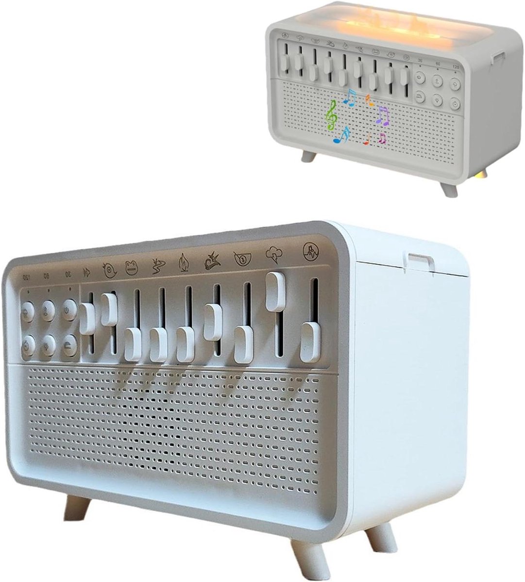 Ultrasone Luchtbevochtiger - Witte Ruis Apparaat - Ontspannende Sfeer - 3-in-1 Functie - 2600 mAh Batterij - Wit