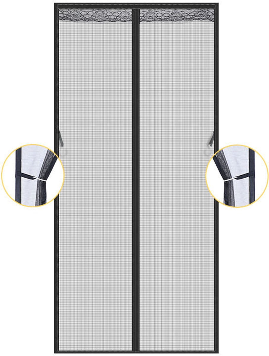 Magnetisch muggennet, geschikt voor deuren en ramen, 70x210 cm, vliegen- en insectenwerend gaasgordijn, geschikt voor plakstrip, automatisch sluitend, gaas.