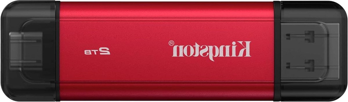 Draagbare SSD - Externe Opslag - Bestanden Overzetten - Dubbele USB-A/C Connector - 2TB - Rood/Zwart