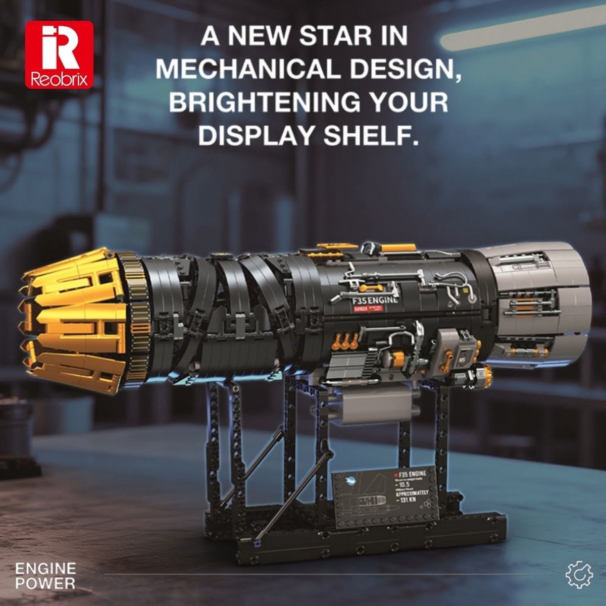 Reobrix 33014 F35 Straaljager vliegtuig motor bouwset | Speed engine icons modelbouw | Creator speelgoed ideas voor expert volwassenen & kinderen | Champions builders edition | Accu niet geschikt voor Lego technic | Bouwdoos met 1812 bouwstenen — afbeelding 11