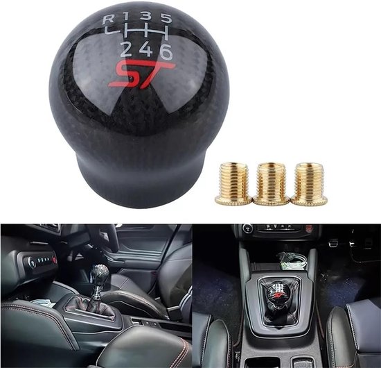 Schakelpookknop Carbon Fiber - Pookknop Auto - Auto Interieur Upgraden - 6 Versnellingen Racing Stijl - Standaard Maat - Zwart — afbeelding 3