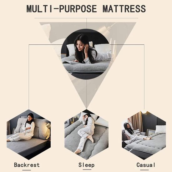 Japanse Futon Matras - Vloermat Tatami - Comfortabel Slapen - Ergonomisch Ontwerp - 135x200cm - Camel — afbeelding 5