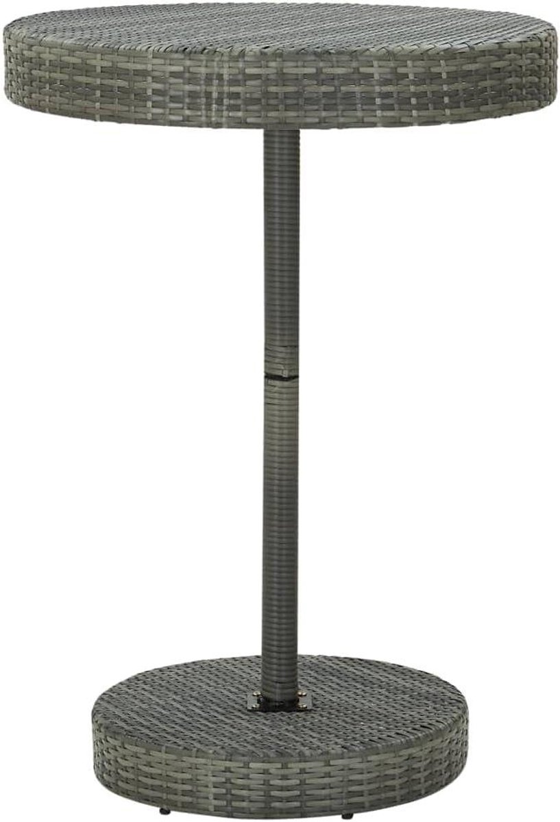 Tuintafel Polyrotan - Balkontafel Rond - Buiten Genieten - UV-bestendig Vlechtwerk - 75.5 x 106 cm - Grijs