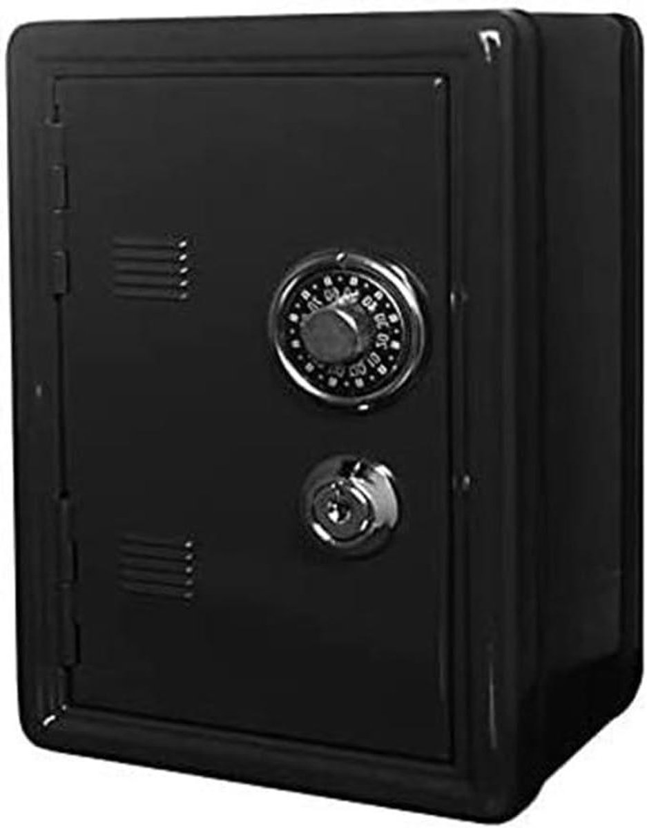 Kluis Organizer - Opbergdoos Decoratief - Thuis Kantoor - Halvemaan Slot - 18x12x10 cm - Zwart