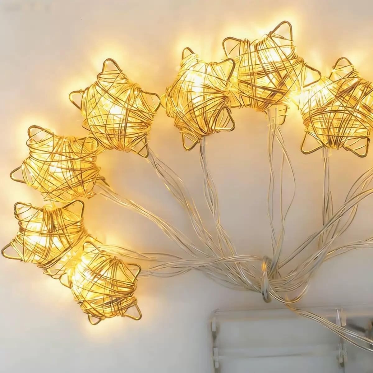 Sfeervolle Sterren Slingerverlichting Decoratie 1.5 Meter Warme Witte LED op Transparante Kabel Binnen — cadeau in Wonen & Interieur - foto 2