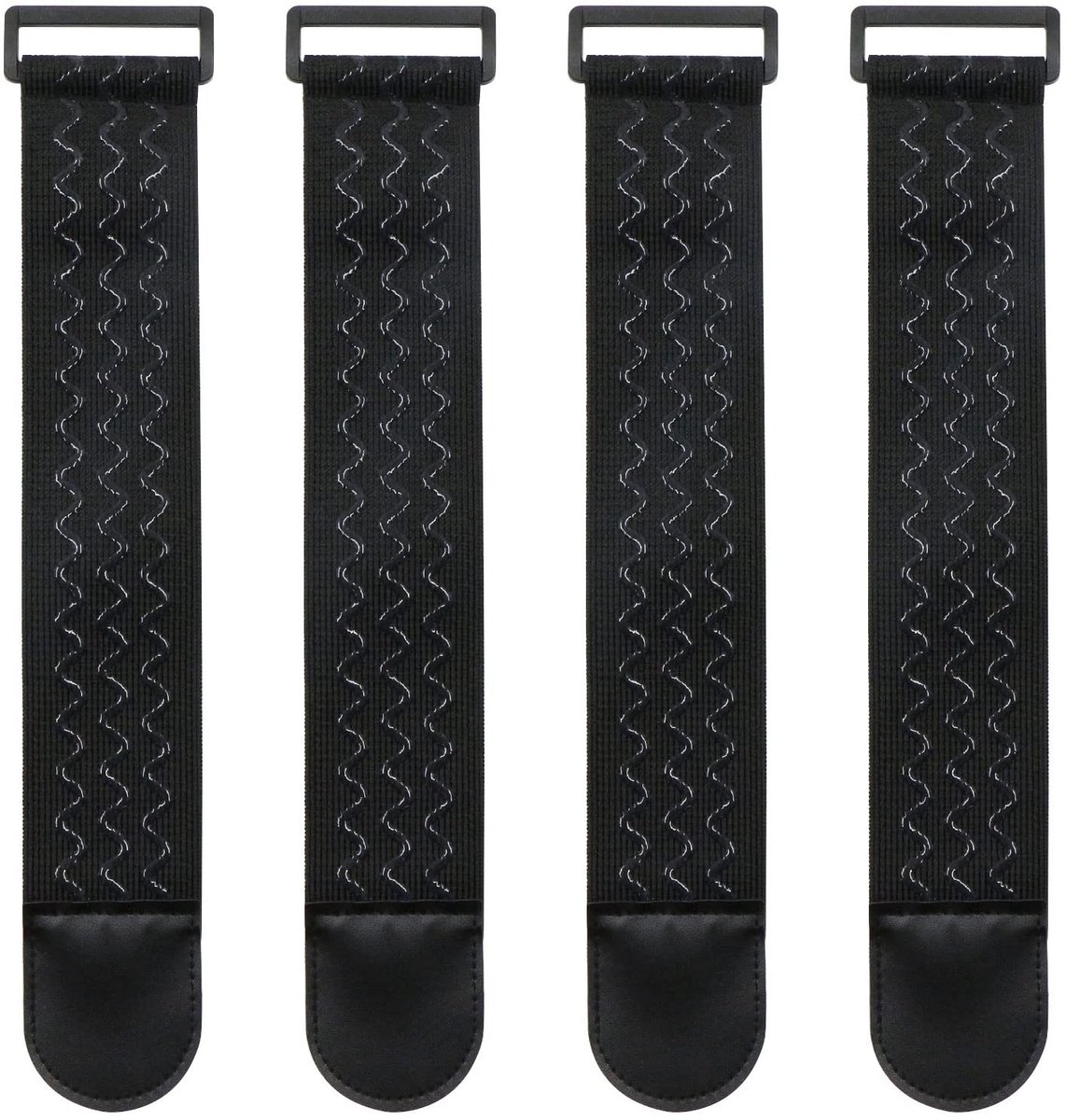 Dailygoody - Elastische Straps - Non-Slip Stretch - Voor Hoses en Kabels - Zwart - Herbruikbaar - Ideaal voor Fietsen en Camping - Pack van 4