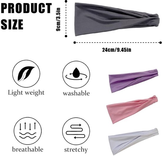 Allecto - Sporthoofdbanden - Dames - Absorberend - Set van 4 - Yoga - Fitness - Perfect voor actieve vrouwen - Diverse kleuren van allecto — afbeelding 4