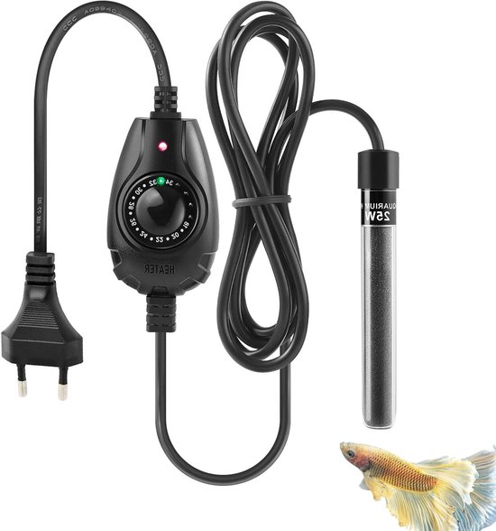 SnelShoppen - Mini Aquarium Heater 15W/25W/35W - Submersible Verwarmingselement voor 1-30L Aquarium, Betta Aquarium & Nano Aquarium met Externe Temper