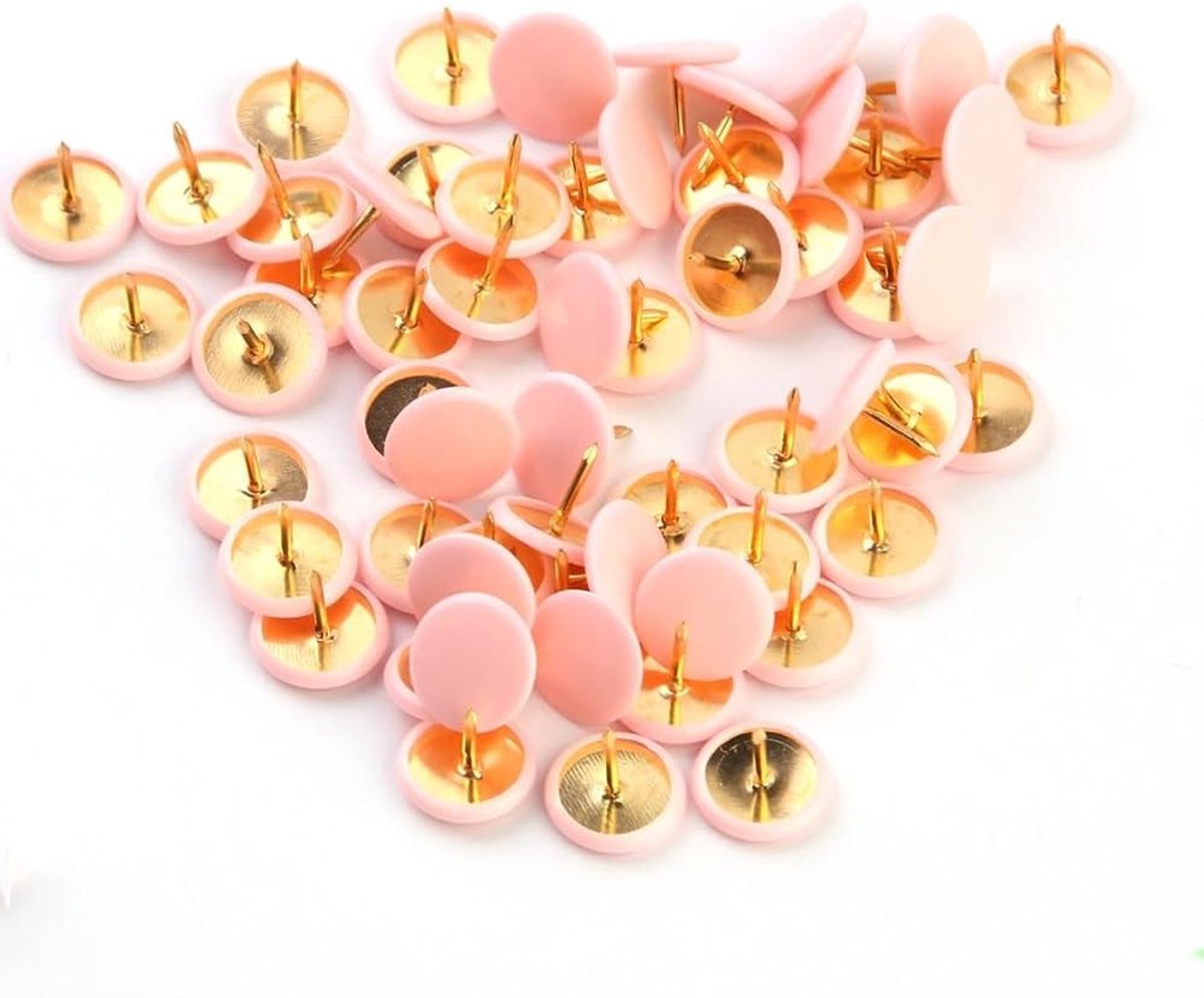 Decoratieve Duimspijkers voor Kurkbord - 100 Stuks in Roze, Ideaal voor Kantoor en Creatieve Projecten, 10x10mm