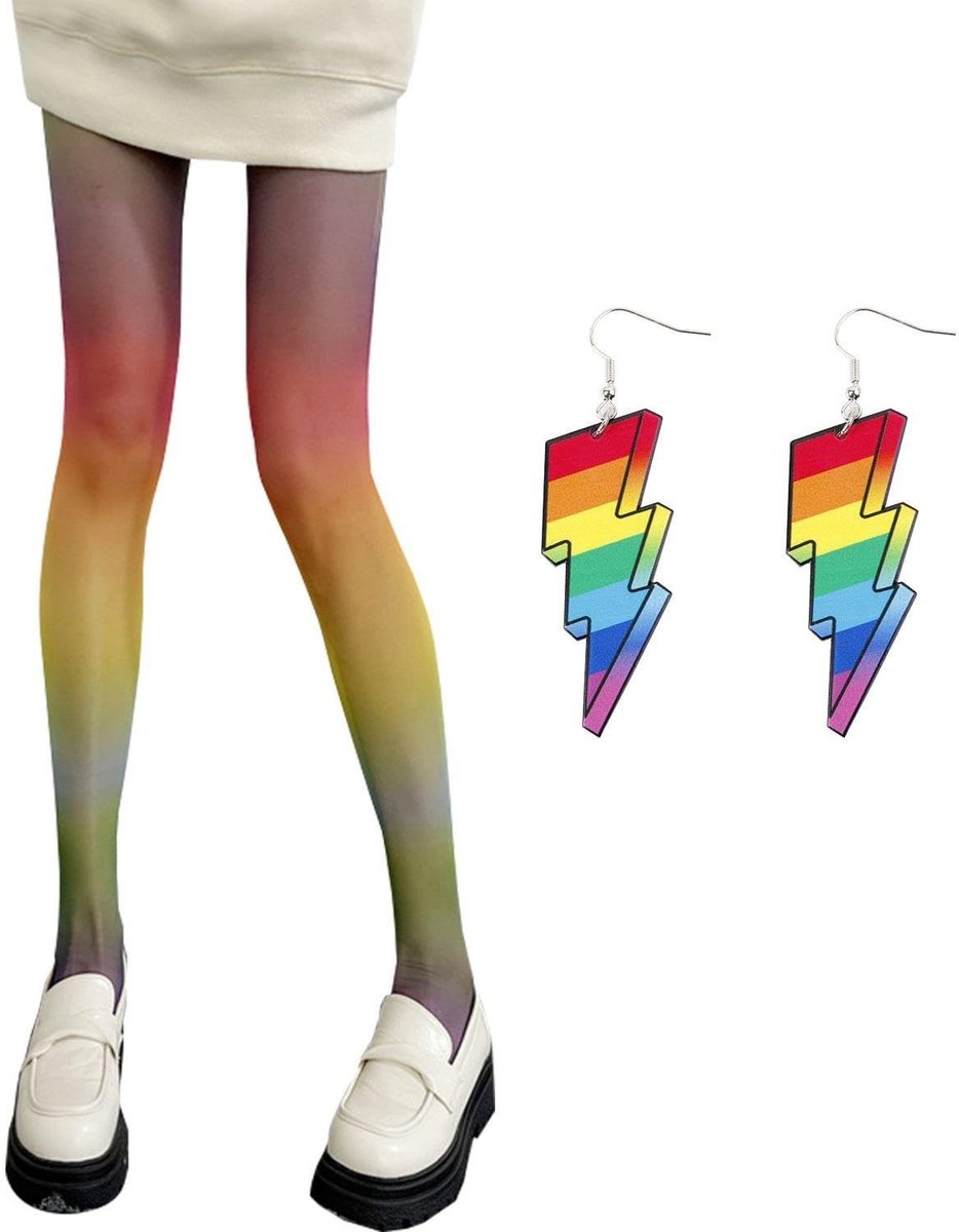 Allecto - Rainbow Stockings - Sexy Tights - Creatieve Persoonlijkheid - Maat M - Kleurrijke Decoratie - Comfortabel en Ademend - Geschikt voor Vrou...