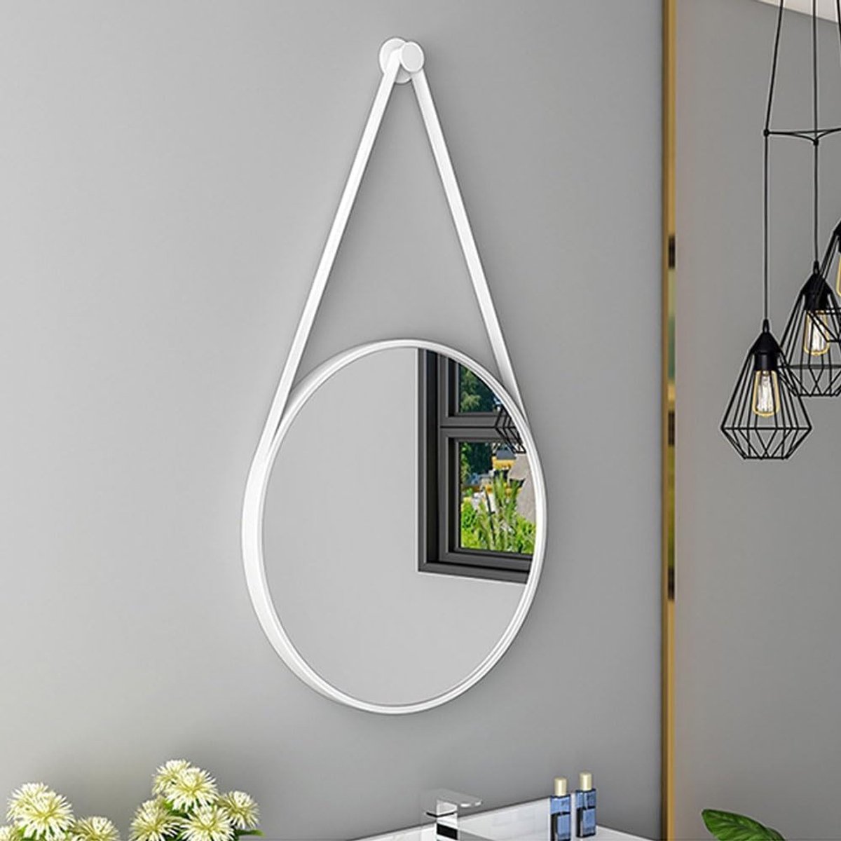 Ronde Wandspiegel met Hanger van 30 cm voor Make-up, Decoratie en Wandversiering in Woonka