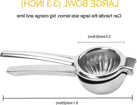 Heavy-Duty Roestvrijstalen Citroenpers - Grote Stevige Handmatige Citrus Juicer voor Effectieve Juicing van Fruit citruspers — afbeelding 2