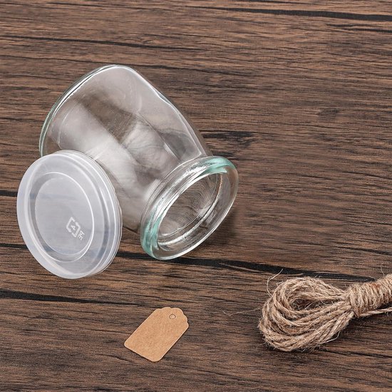 Set van 30 stuks 200 ml yoghurtglazen met deksel, ideale glazen potjes voor pudding, jam, honing en specerijen van Merkloos — afbeelding 2