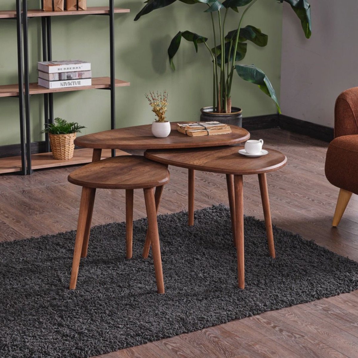 Skye Decor , Salontafelset, Alvin - Walnut, MDF, Walnoot, 80 x 52 x 50 cm