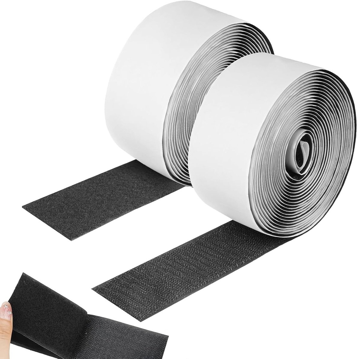 Extra sterke zelfklevende klittenband tape, 6 m x 50 mm, nylon, dubbelzijdige hechtstrips voor bevestigen en organiseren