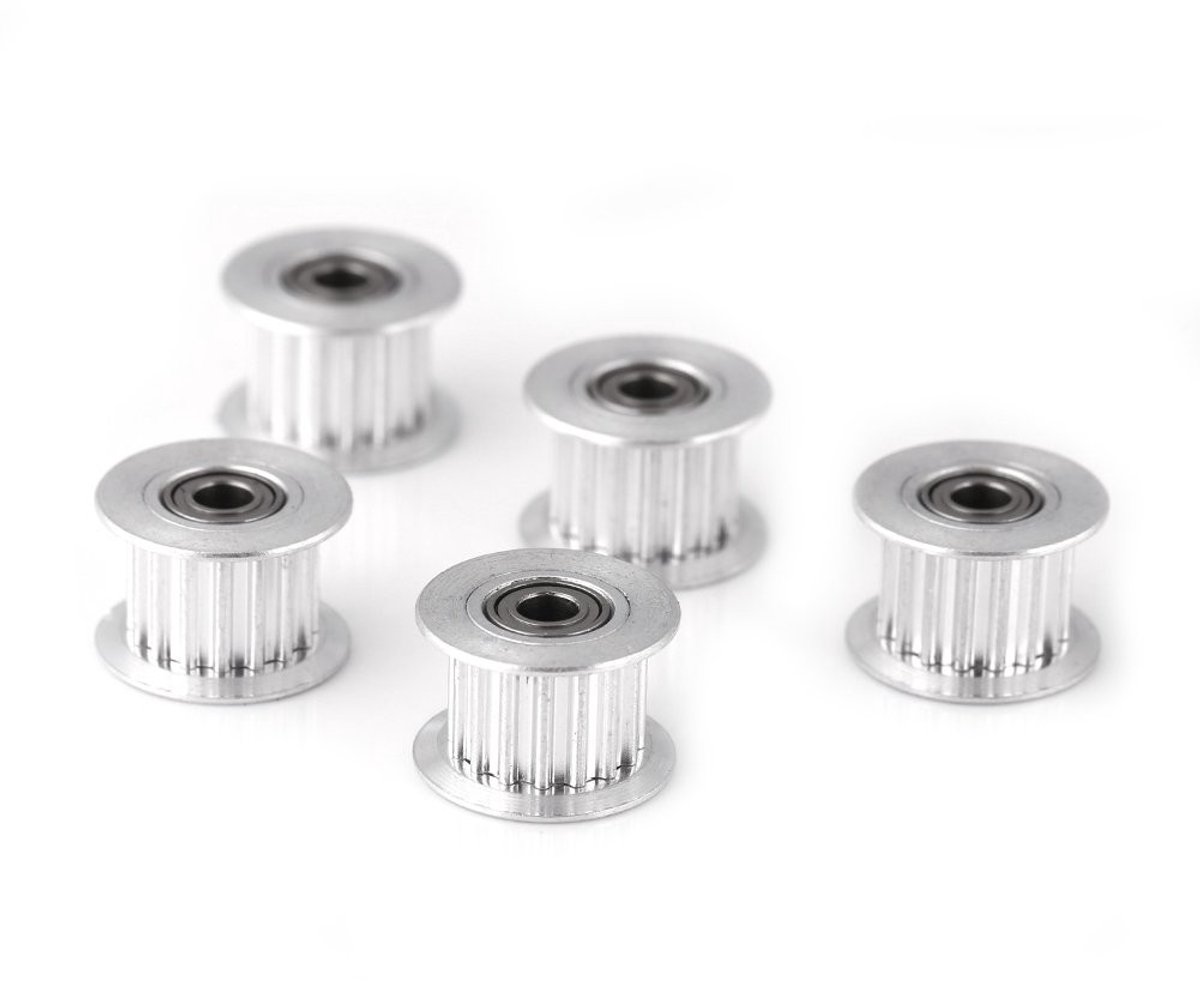 Allecto - Timing Belt Pulley - 2GT Aluminium - Betere printkwaliteit - 5 stuks - Geschikt voor 3D printers - 16/20 tanden - Bore 3mm
