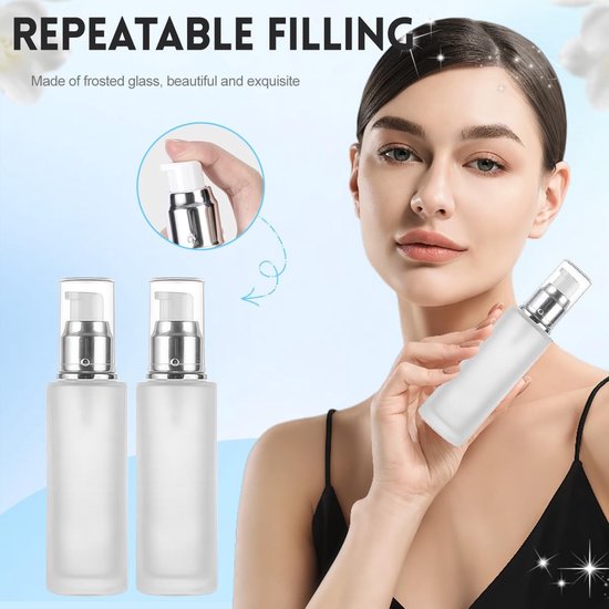 Allecto - Lege Glas Lotion Pomp Dispenser - Hervulbare Cosmetische Fles - 120ml - Frosted - Ideaal voor Reizen - Set van 2 van Allecto — afbeelding 3