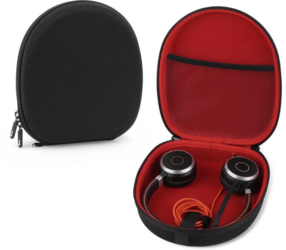 aladdien - Draagtas voor hoofdtelefoon - Beschermende harde case - Zwart - Compatibel met Jabra en Plantronics - Oplader opslag - Ideaal voor onderweg