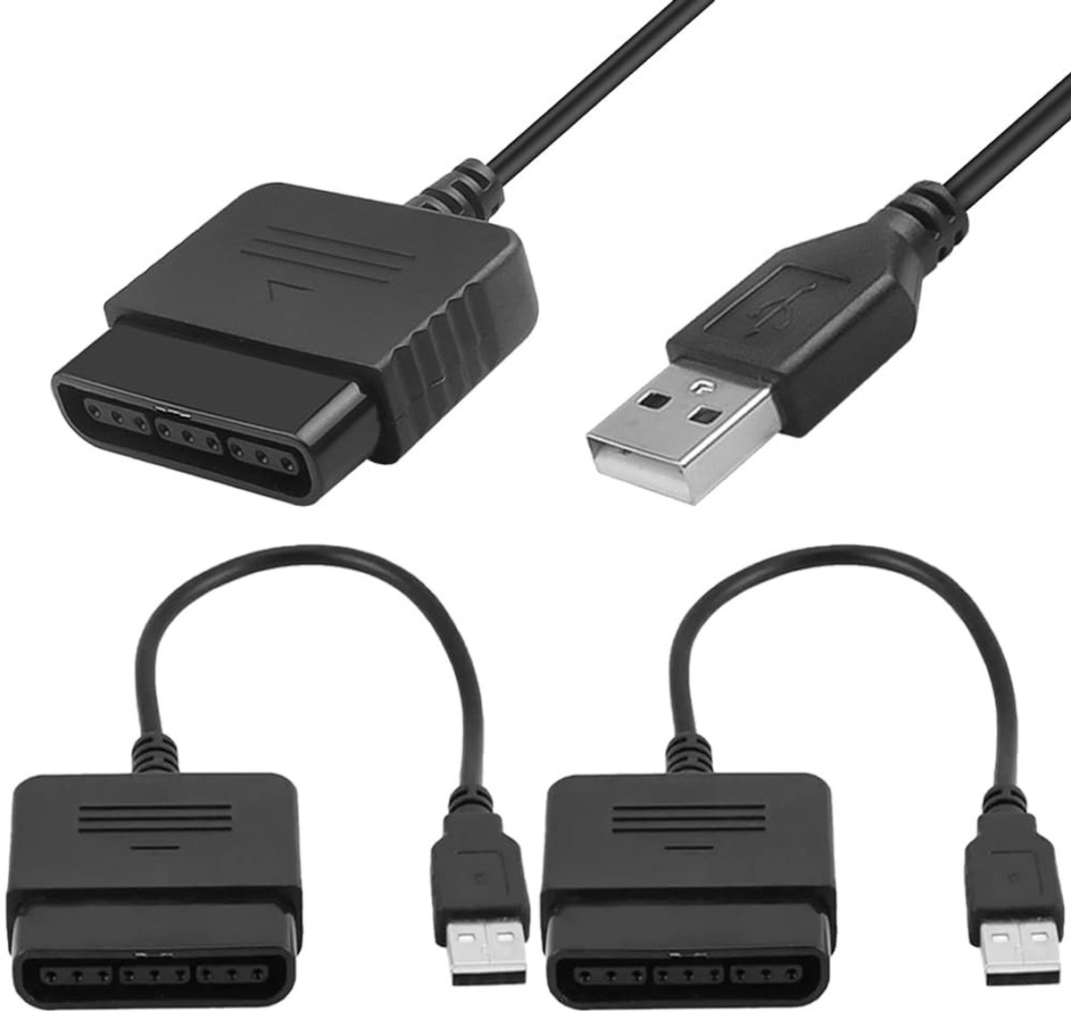 PS2 Controller naar USB Adapter - Voor PS2/PS3 - 2 Stuks