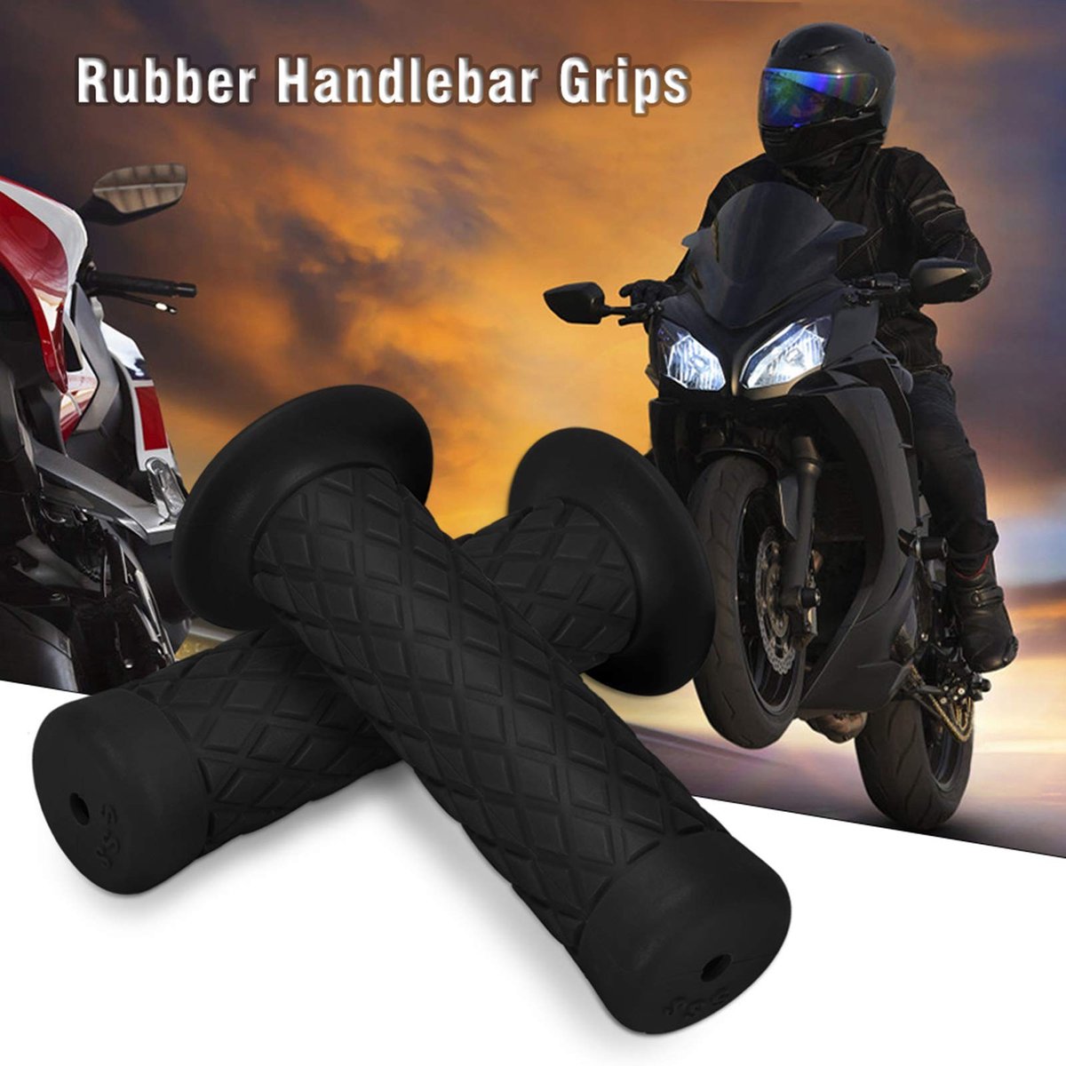 aladdien - Rubber Handgrepen - Comfort Grip - Voor Motorfietsen - Zwart - Ergonomisch - Verbeterde Grip - Geschikt voor 22 mm Diameter - Zwart